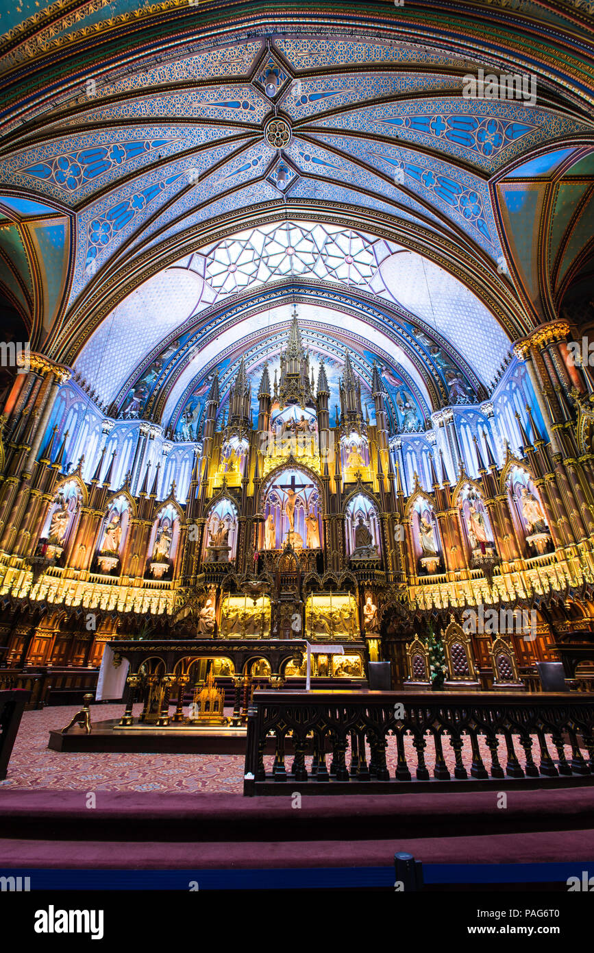 Das Innere der Basilika Notre-Dame, Montreal, Quebec, Kanada Stockfoto