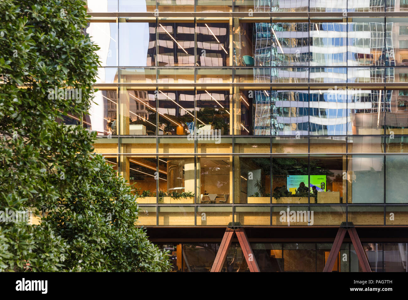 International House in Barangaroo Sydney, die Heimat von Accenture. Eine bemerkenswerte moderne Büro Gebäude aus Holz gebaut. Stockfoto