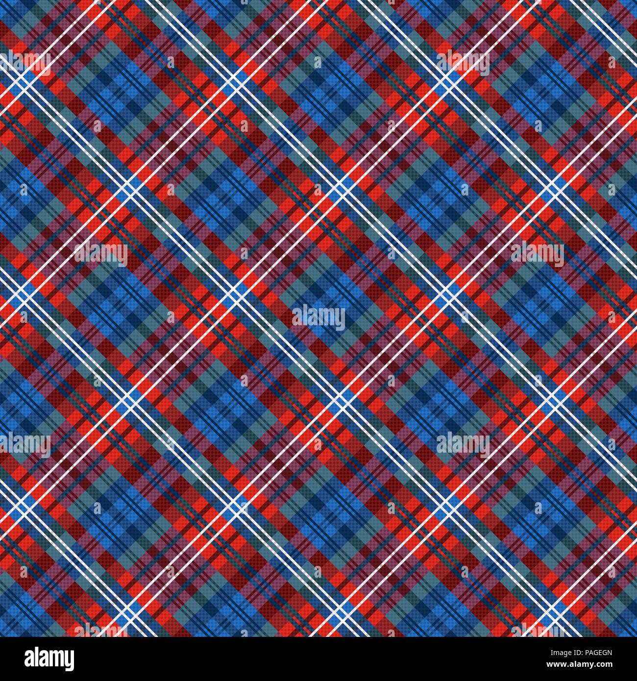 Nahtlose diagonal mehrfarbige Muster vor allem in roten und blauen Farben, Vektor als Stoff Textur Stock Vektor