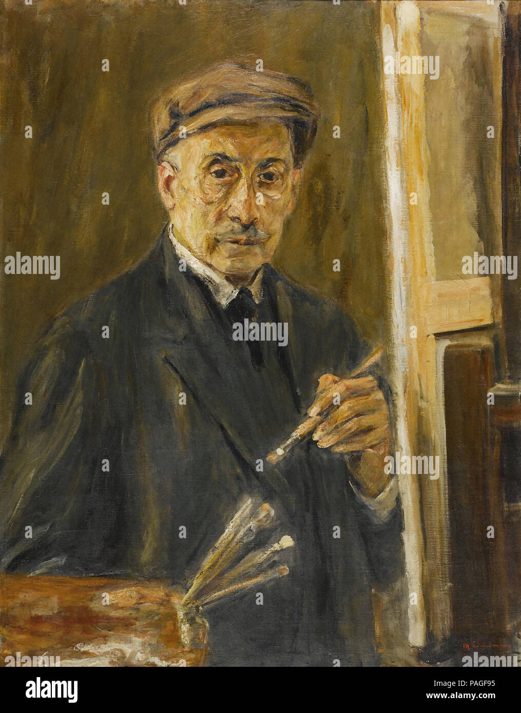 Liebermann Max-Self Portrait 13 (tragen Sie eine Schicht mit Pinsel und Palette) Stockfoto