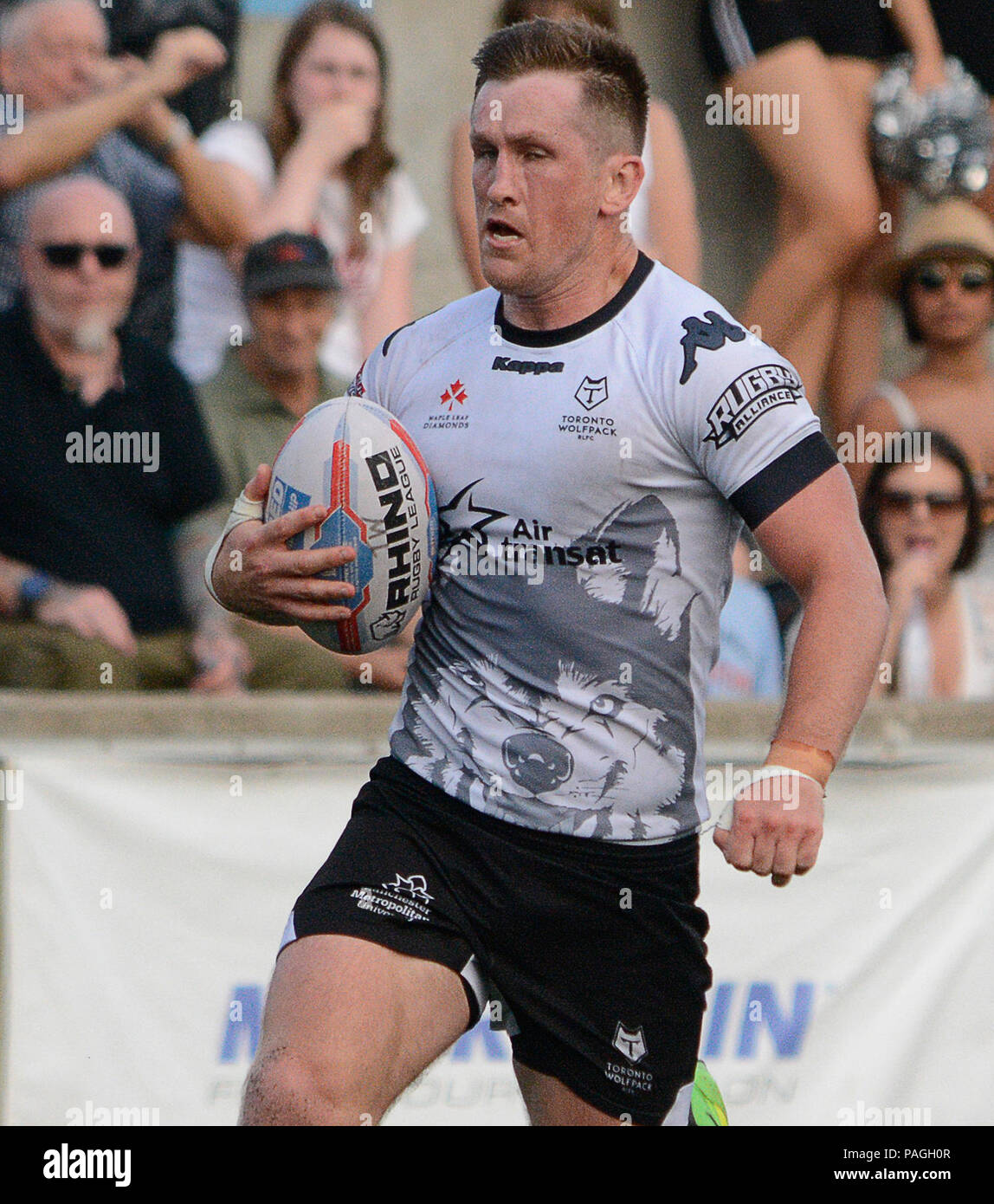 Lamport Stadium, Toronto, Ontario, Kanada, 21. Juli 2018. Josh McCrone (Kapitän) von Toronto Toronto Wolfpack Wolfpack während v Rochdale Hornissen in den Betfred Meisterschaft. Credit: Touchlinepics/Alamy leben Nachrichten Stockfoto