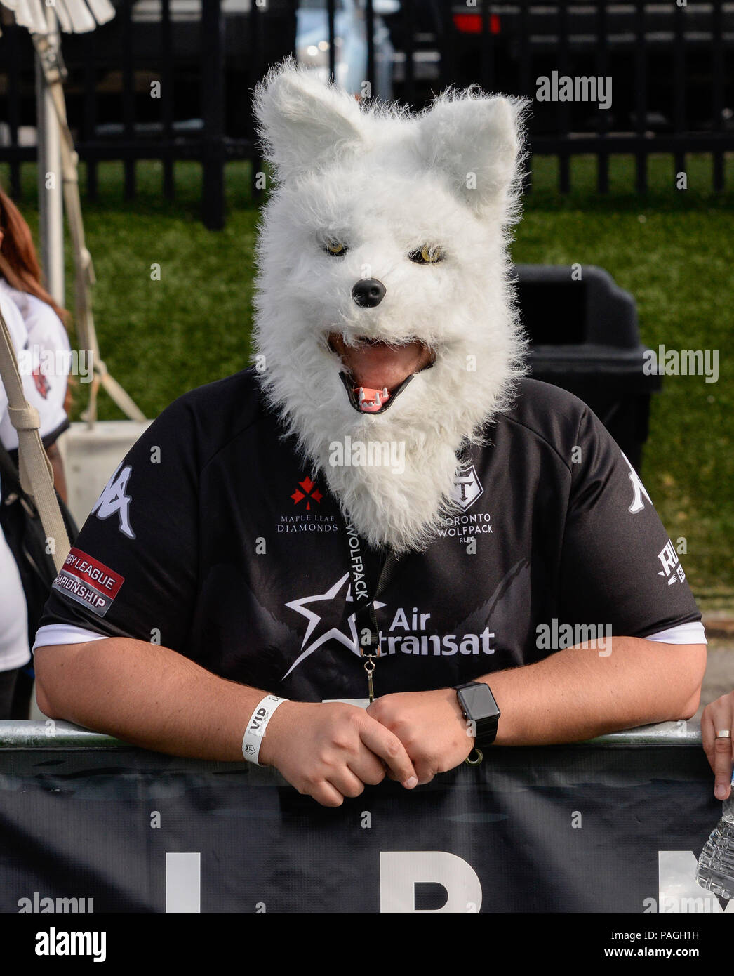 Lamport Stadium, Toronto, Ontario, Kanada, 21. Juli 2018. Ein Unterstützer während Toronto Toronto Wolfpack Wolfpack v Rochdale Hornissen in den Betfred Meisterschaft. Credit: Touchlinepics/Alamy leben Nachrichten Stockfoto