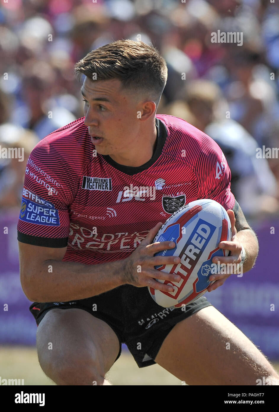 Mobile Rakete Stadion, Wakefield, Großbritannien. 22. Juli, 2018. Betfred Super League Rugby League zwischen Wakefield Trinity vs Rumpf FC; Jamie Shaul von Hull FC in Aktion. Dean Williams/Alamy leben Nachrichten Stockfoto