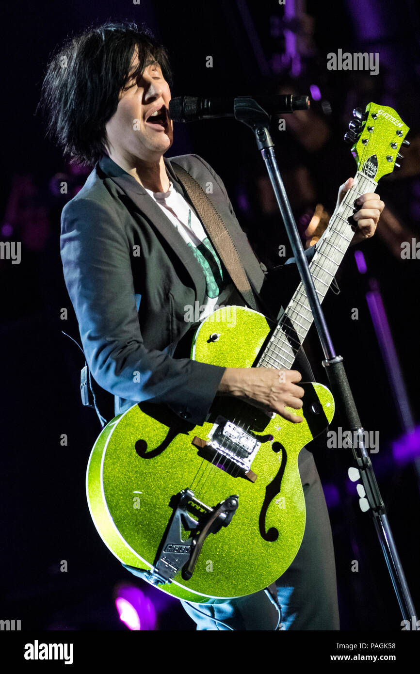 Cartagena, Spanien. 22. Juli, 2018. Schottische Sängerin Sharleen Spiteri, mit ihrem Pop Rock Band, Texas, während ihre Leistung an La Mar De Musicas Festival. © ABEL F. ROS/Alamy leben Nachrichten Stockfoto