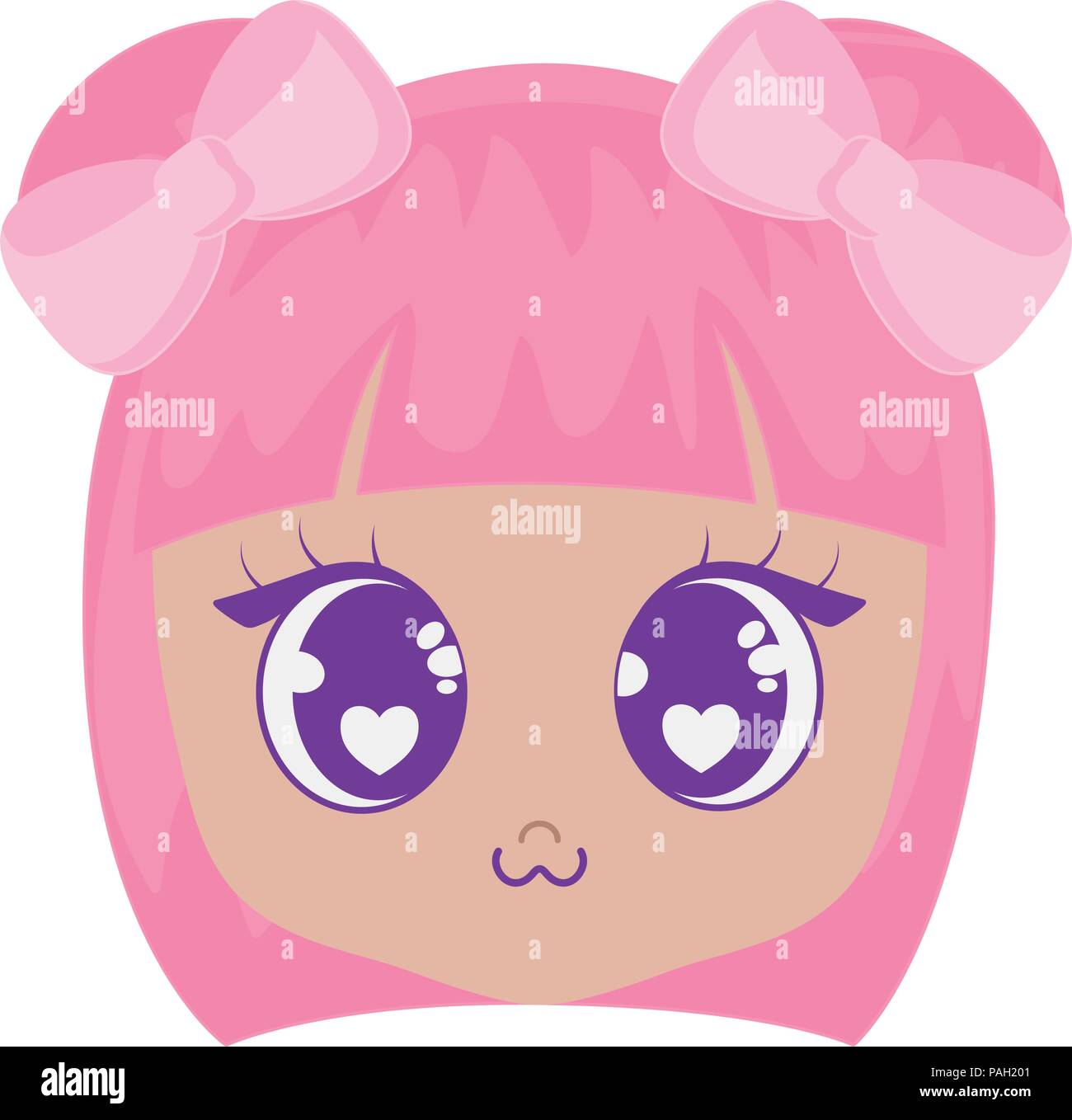 Angesichts der kawaii Mädchen Symbol auf weißem Hintergrund, farbenfrohen Design. Vector Illustration Stock Vektor Angesichts der kawaii Mädchen Symbol auf weißem Hintergrund, farbenfrohen Design. Vector Illustration Stock Vektor