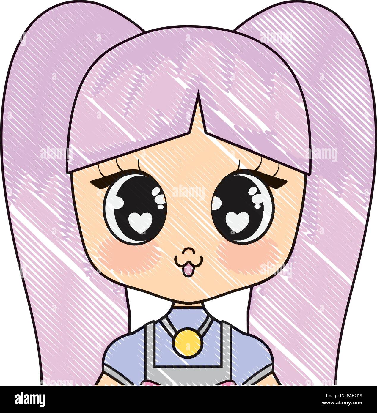 Anime Mädchen Zeichen auf weißem Hintergrund, Vector Illustration Stock Vektor