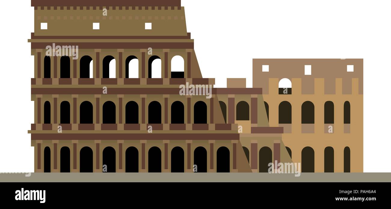 Flache Bauweise isoliert Vektorsymbol Colosseum Ruinen, Rom Italien Stock Vektor