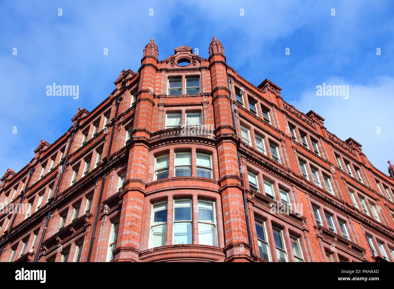 Manchester - Stadt in North West England (UK). Altes Stadthaus. Stockfoto