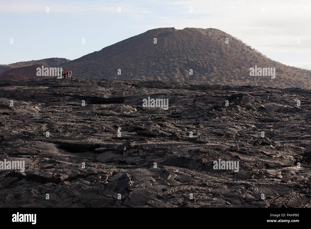 Vulkanische Landschaft von Lava, Insel Santiago, Galapagos Inseln Stockfoto