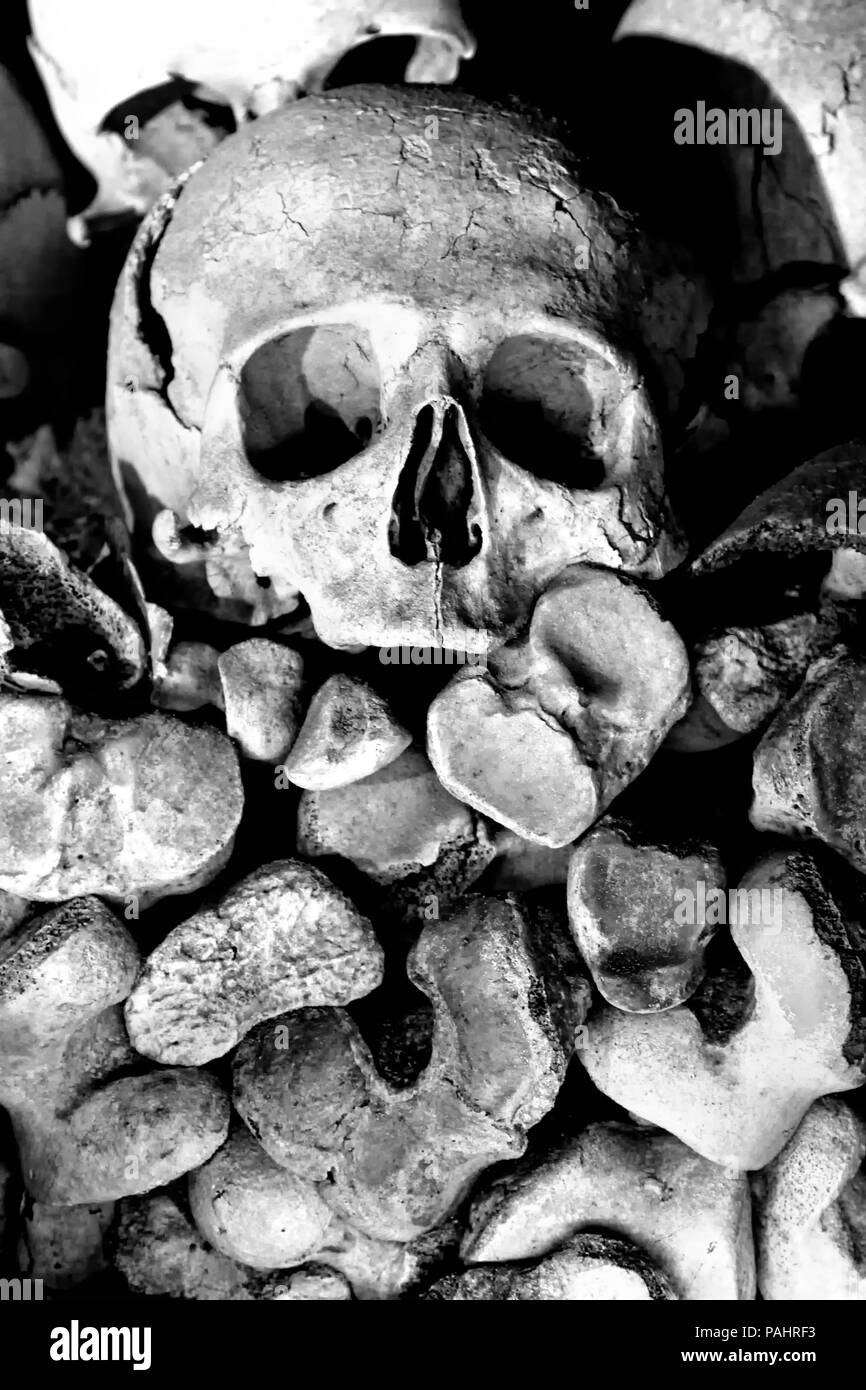 Schädel auf dem "Cimitero delle Fontanelle", Neapel Gesundheit Bezirk Stockfoto