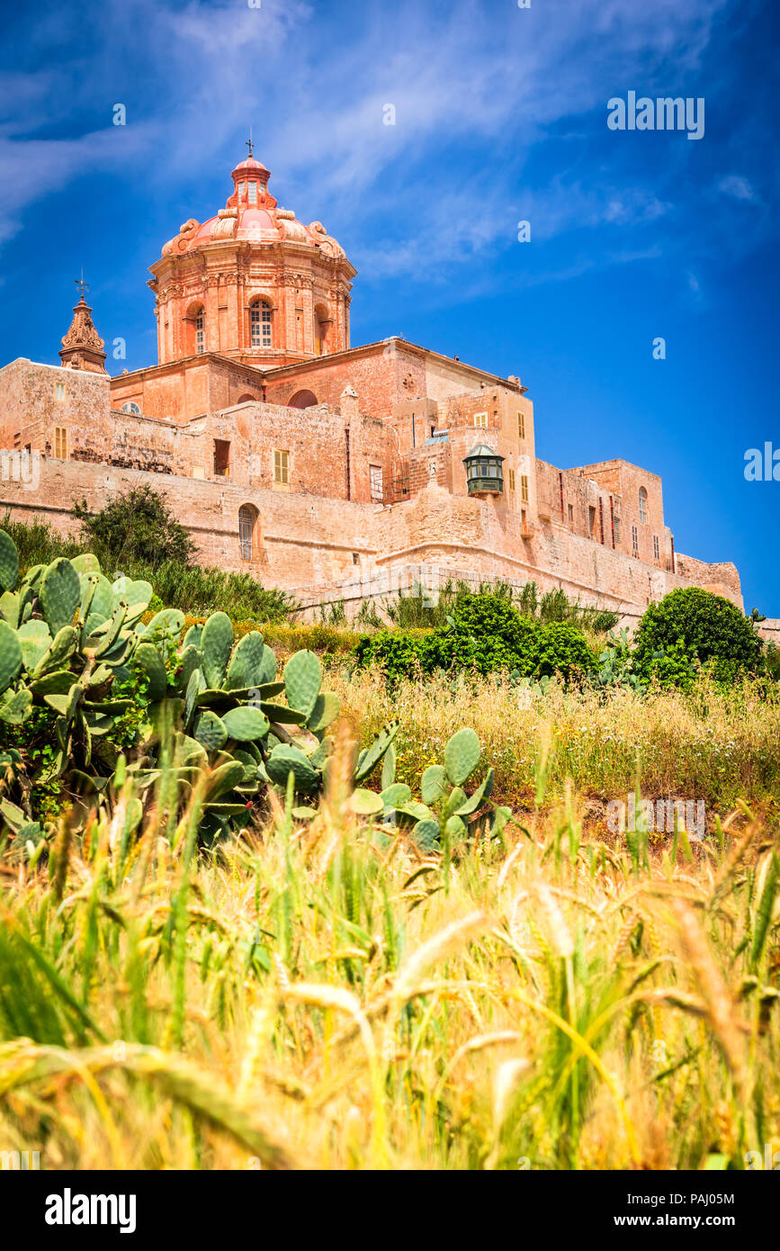 Mdina, Malta - eine befestigte Stadt in der nördlichen Region von Malta, der alten Hauptstadt der Insel. Stockfoto