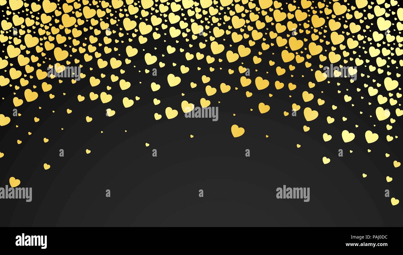Zusammenfassung der dunkle Hintergrund mit goldenen Herzen. Vector Illustration Stock Vektor