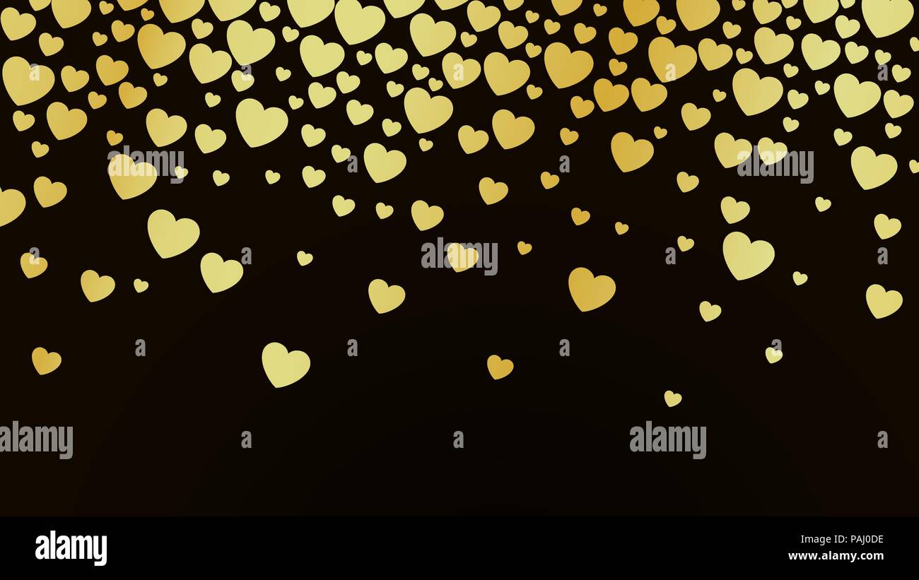 Zusammenfassung der dunkle Hintergrund mit goldenen Herzen. Vorlage Hintergrund für Design und Banner. Happy Valentines Tag Tapeten. Vector Illustration Stock Vektor
