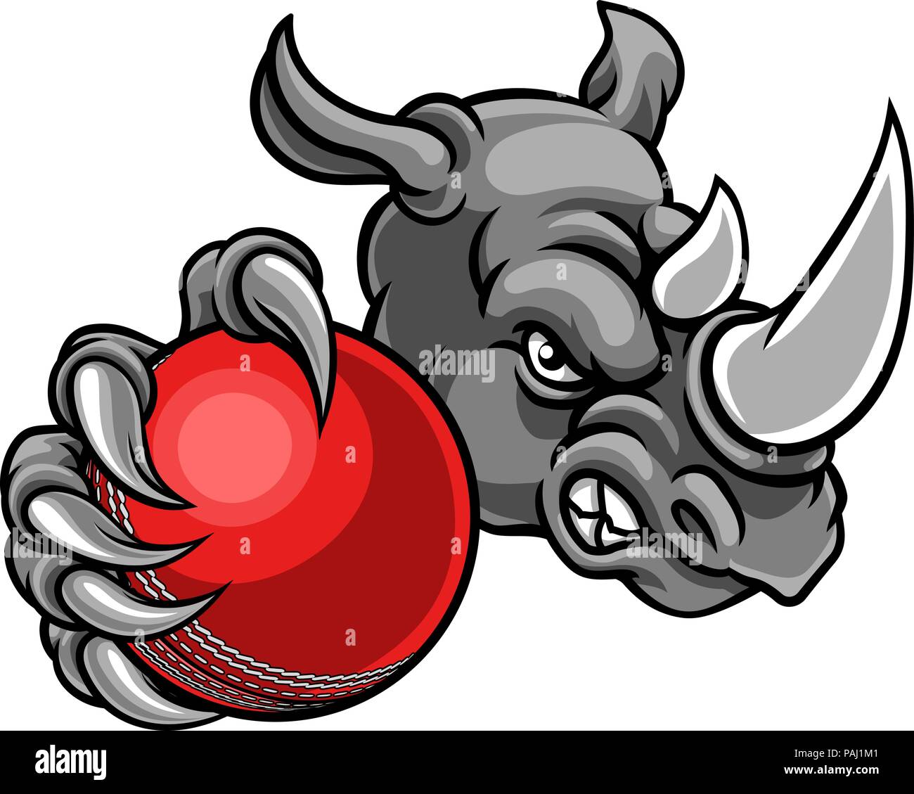 Rhino Holding Cricket Ball Stock Vektor