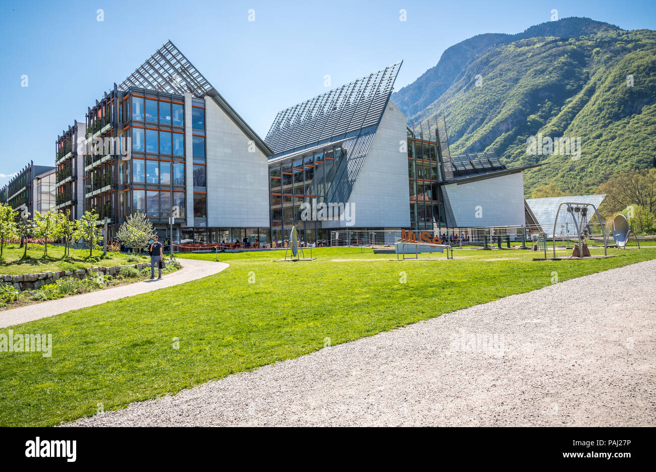 Die MuSe Museum vom italienischen Architekten Renzo Piano. Das Science Museum von Trento, Trentino-Südtirol, Italien Stockfoto