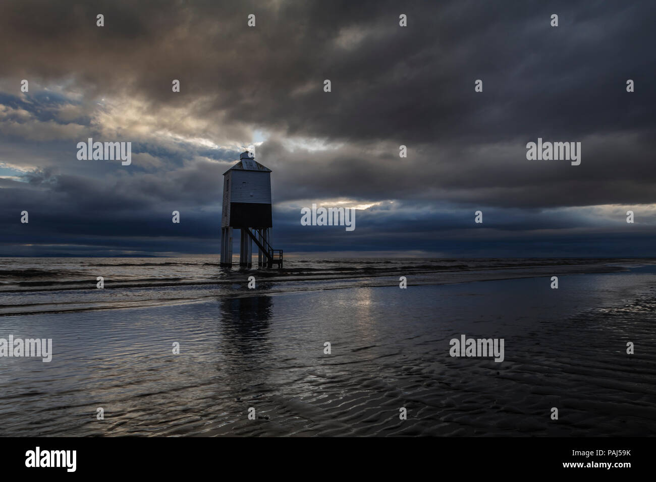 Die niedrige Leuchtturm Burnham-on-Sea Stockfoto