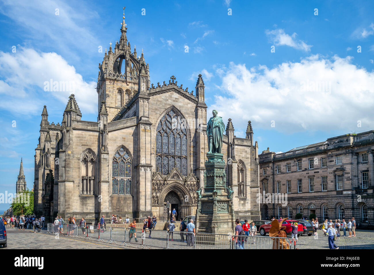 St Giles Kathedrale auf der Royal Mile in Edinburgh. Stockfoto