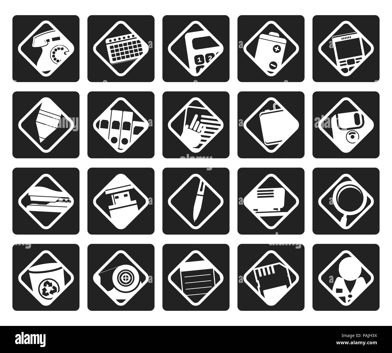 Schwarz Office Tools icons-Vektor Icon Set 3 Stock Vektor