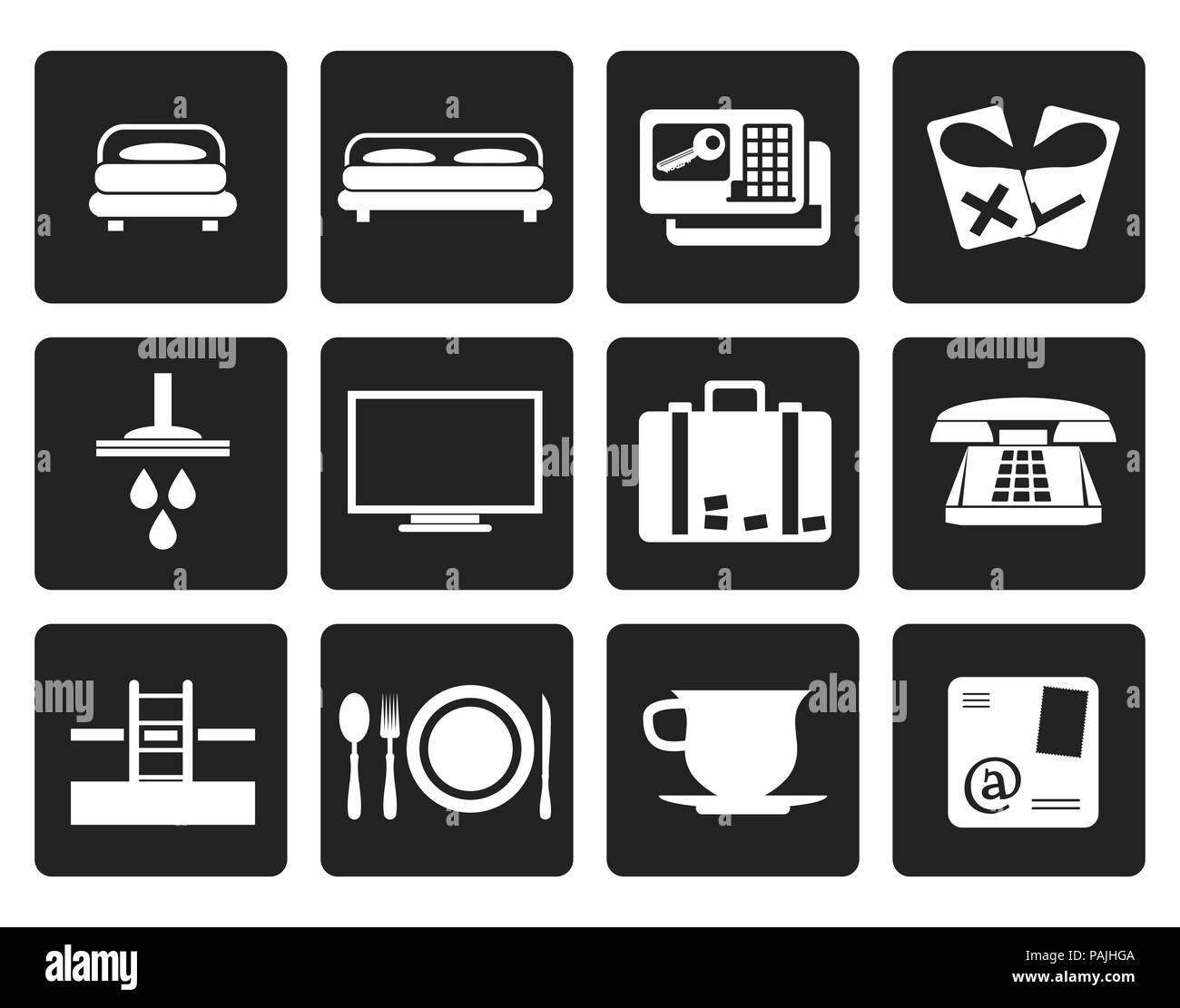 Das Black Hotel und Motel Symbole - Vektor Icon Set Stock Vektor