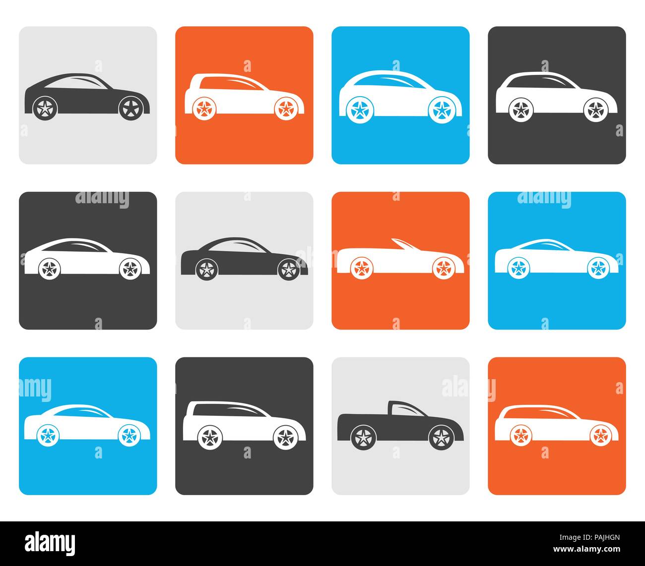 Flache verschiedene Arten von Autos Symbole - Vektor Icon Set Stock Vektor