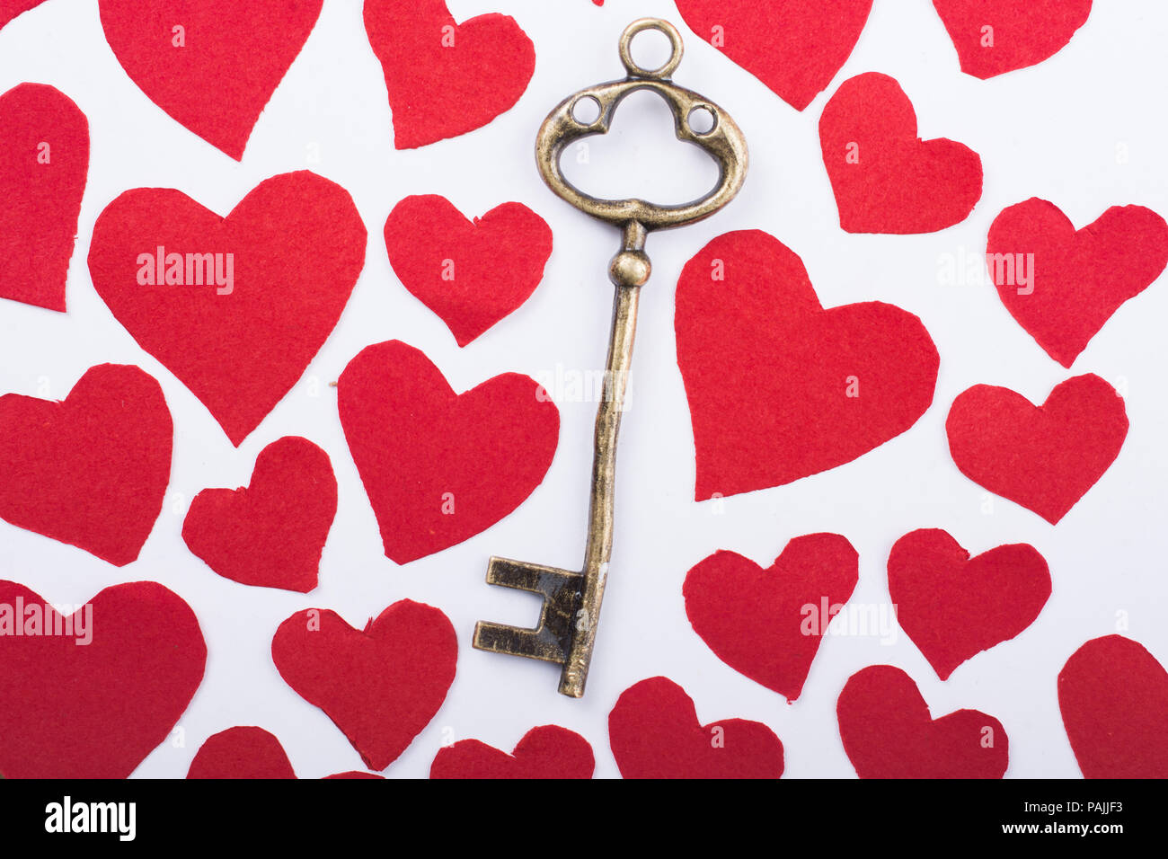 Schlüssel in Herzform Symbole als Liebe Konzept Stockfoto