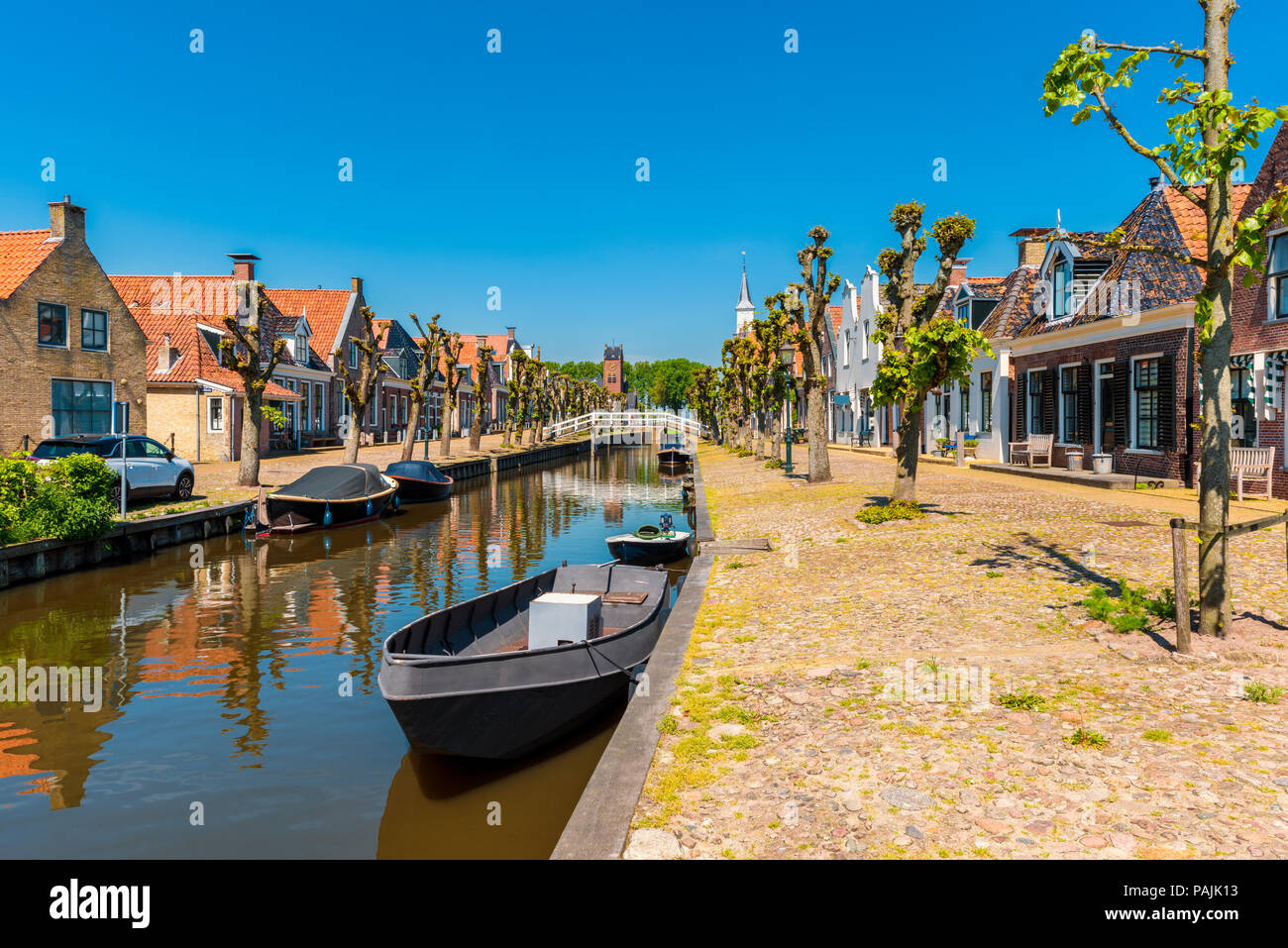 Blick auf Sloten, Friesland, Niederlande im Frühling Stockfoto