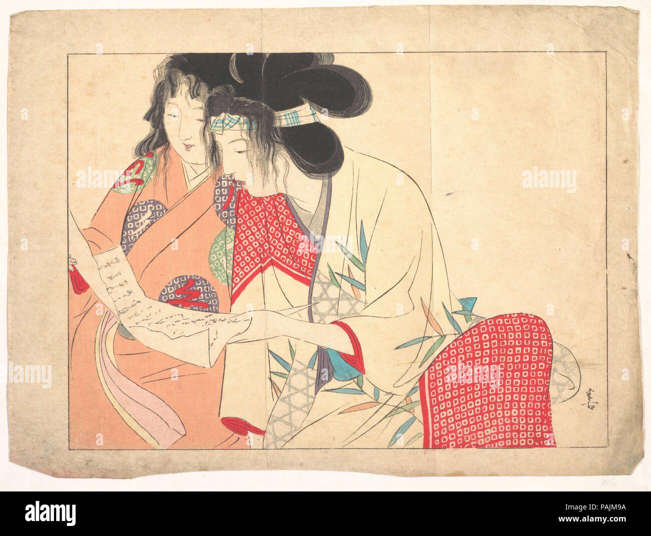 Love Letter (Kesobumi). Artist: Kajita Hanko (Japanisch, 1870-1917). Kultur: Japan. Abmessungen: 8 3/4 x 11 3/4 in. (22,2 x 29,8 cm). Datum: Januar 1906. Museum: Metropolitan Museum of Art, New York, USA. Stockfoto