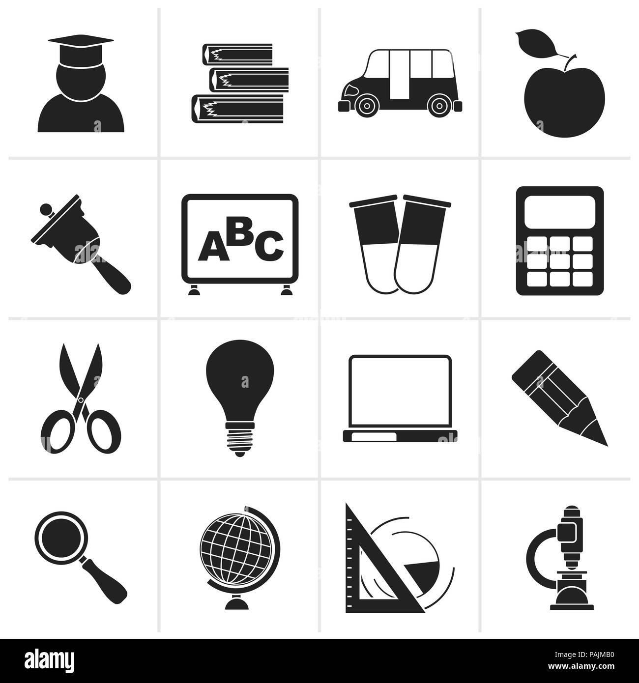 Schwarz Bildung Und Schule Symbole Vektor Icon Set Stock Vektorgrafik Alamy