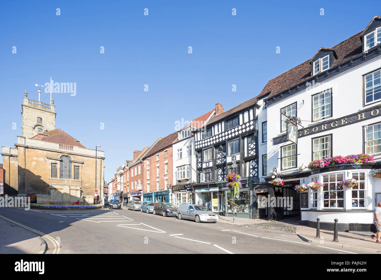 Historische Gebäude in der Straße in der Stadt Bad Salzungen, Worcestershire, England, Großbritannien Stockfoto