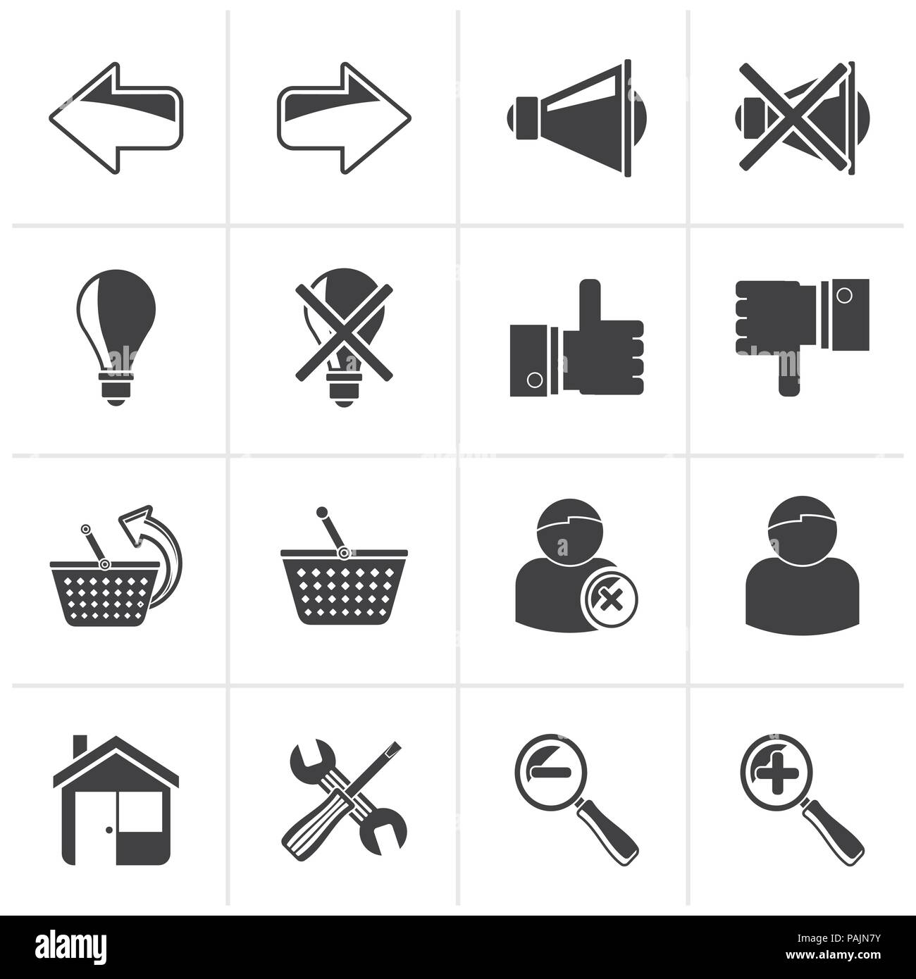 Schwarz Website und Internet icons-Vektor Icon Set Stock Vektor