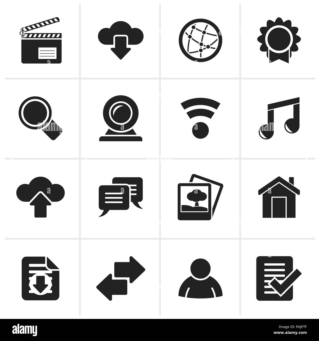 Schwarz Internet und website Symbole - Vektor Icon Set Stock Vektor