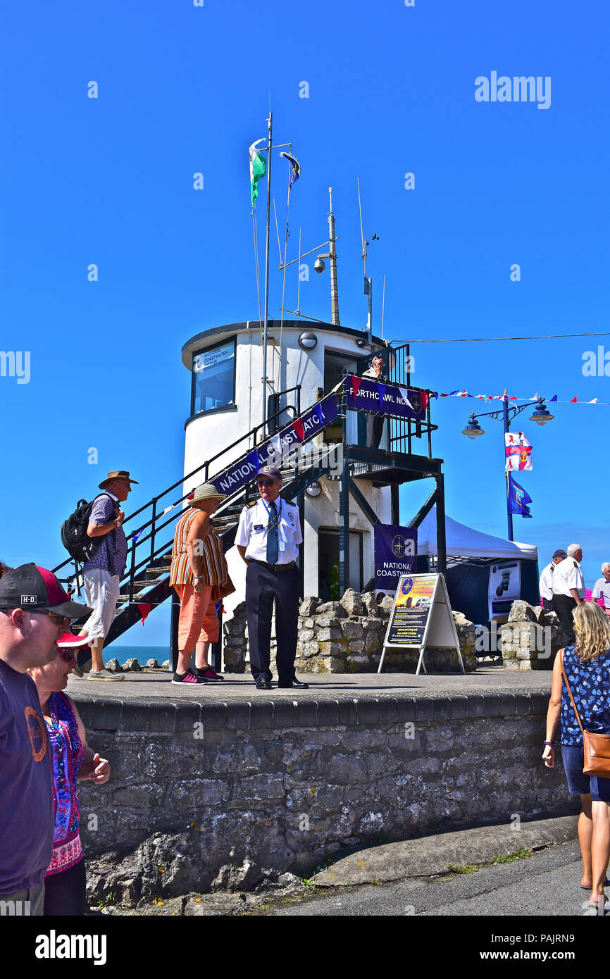 Nationale Coastwatch Institut Turm bei Porthcawl während der rnli Spaß Tag bei Porthcawl, South Wales am Sonntag, den 22. Juli 2018 Stockfoto
