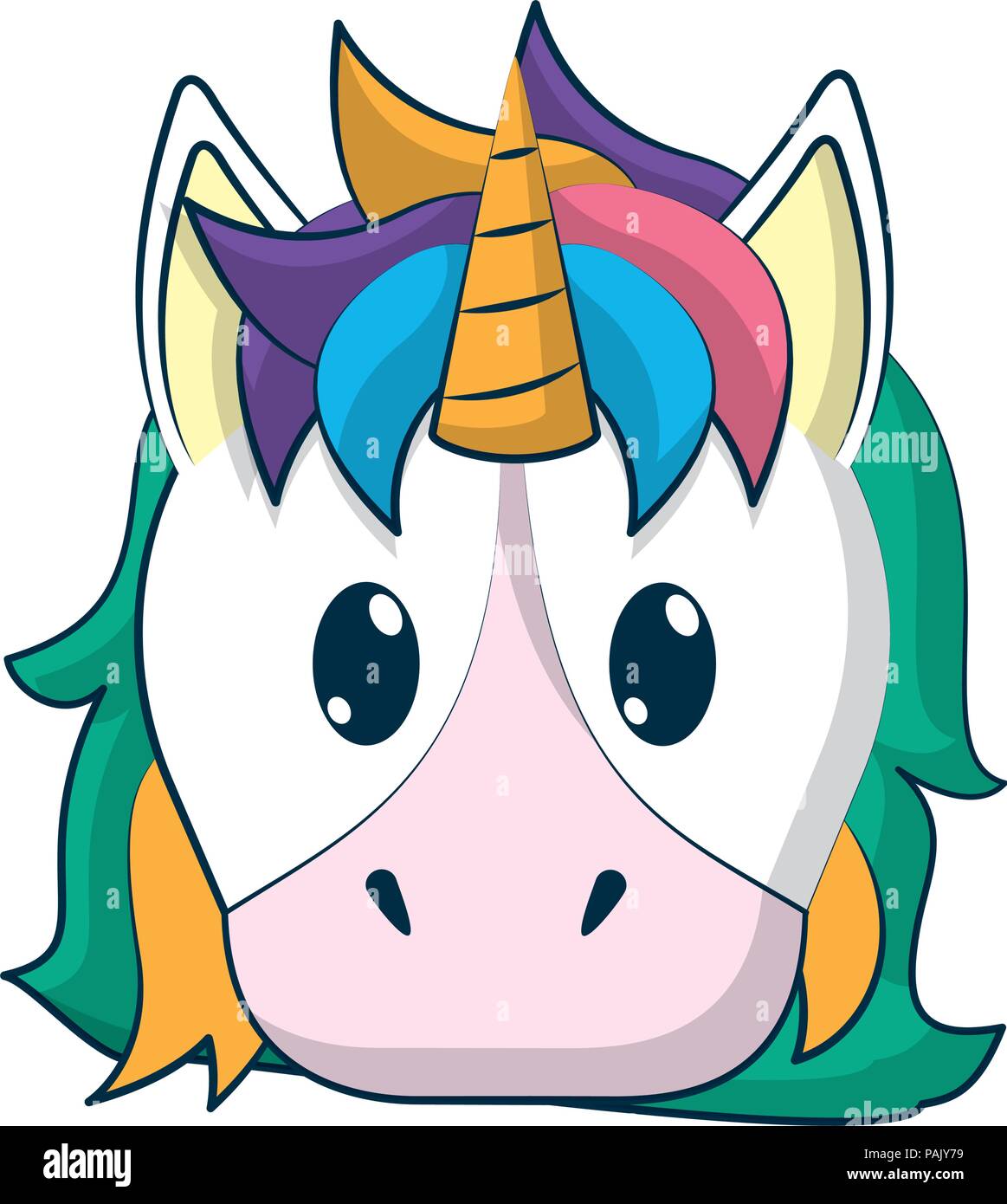 Schönes Einhorn Kopf mit Horn und Frisur Stock-Vektorgrafik - Alamy