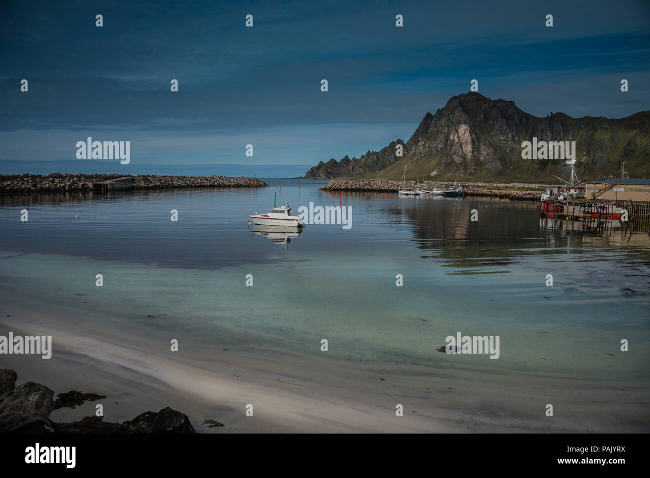 Bleik Hafen, Andoya, Norwegen. Stockfoto