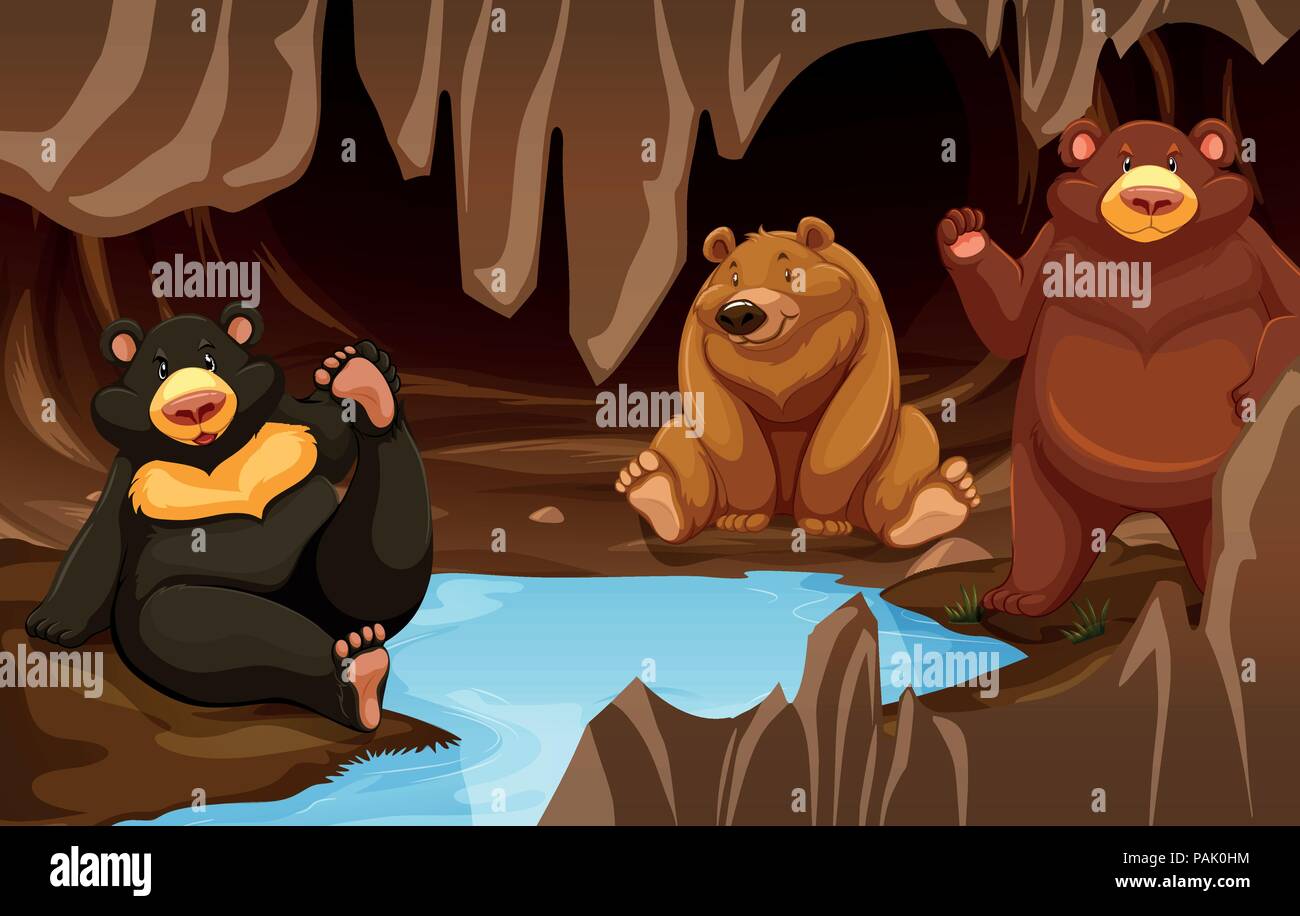 Ein Bär in die Höhle Abbildung Stock Vektor