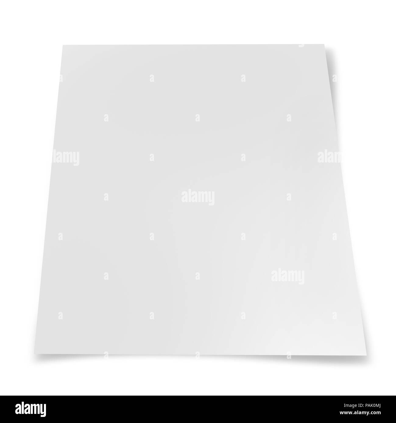 Blatt Papier auf weißem Hintergrund Stockfoto