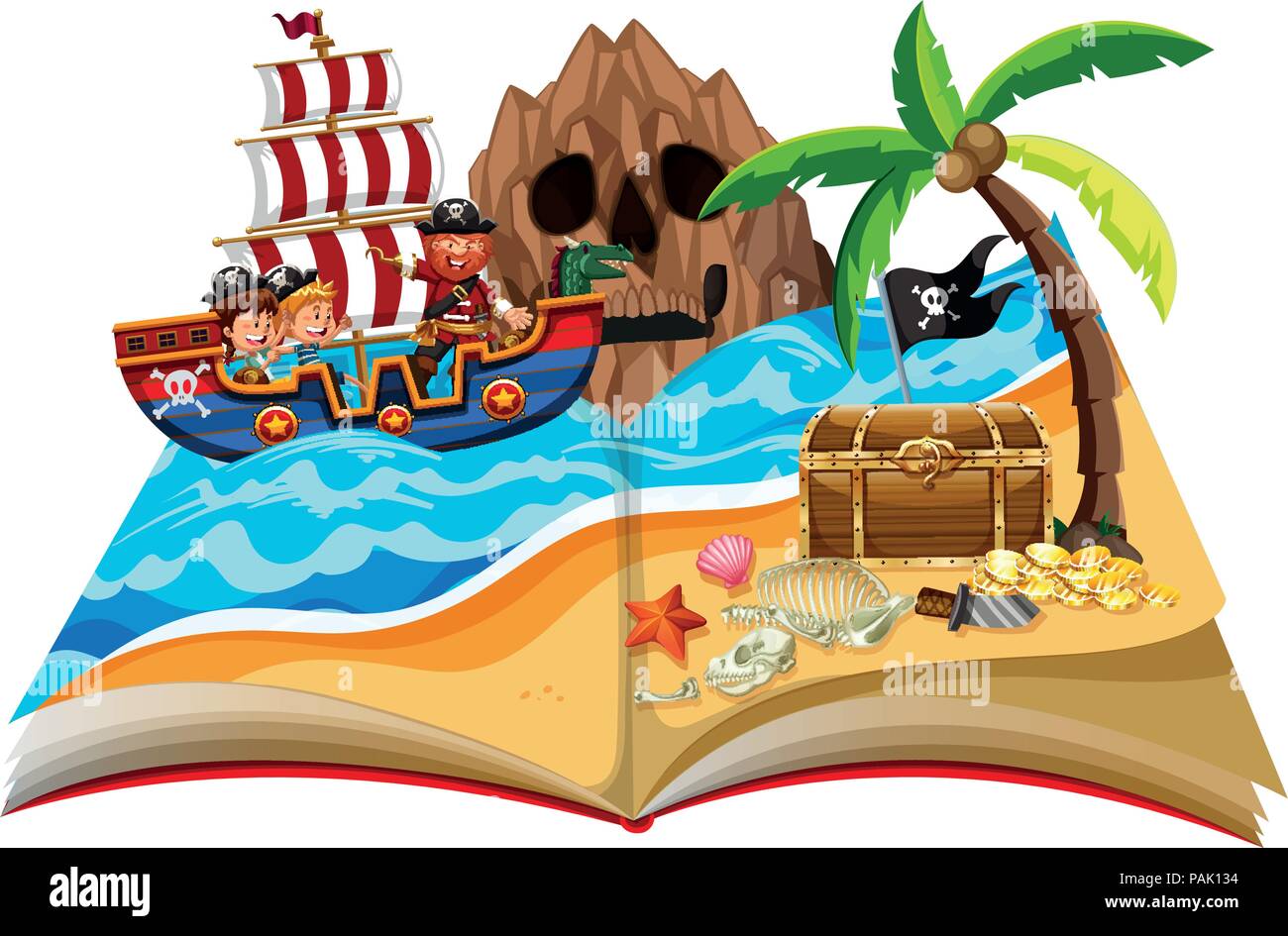 Ein Pop-up-buch Piratenthema Abbildung Stock Vektor