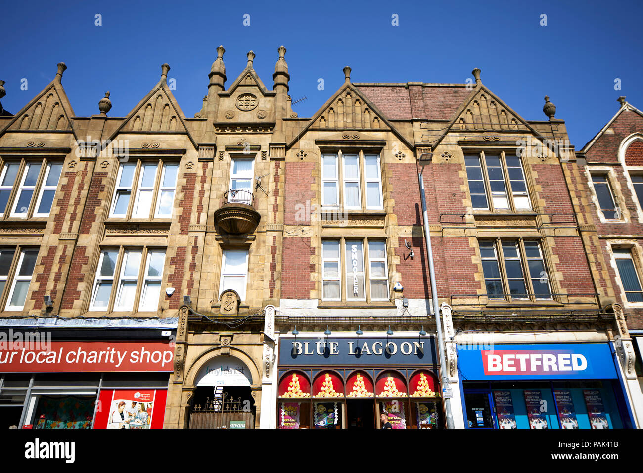 Blackburn Stadtzentrum Railway Rd viktorianische Architektur Lancashire, England Stockfoto