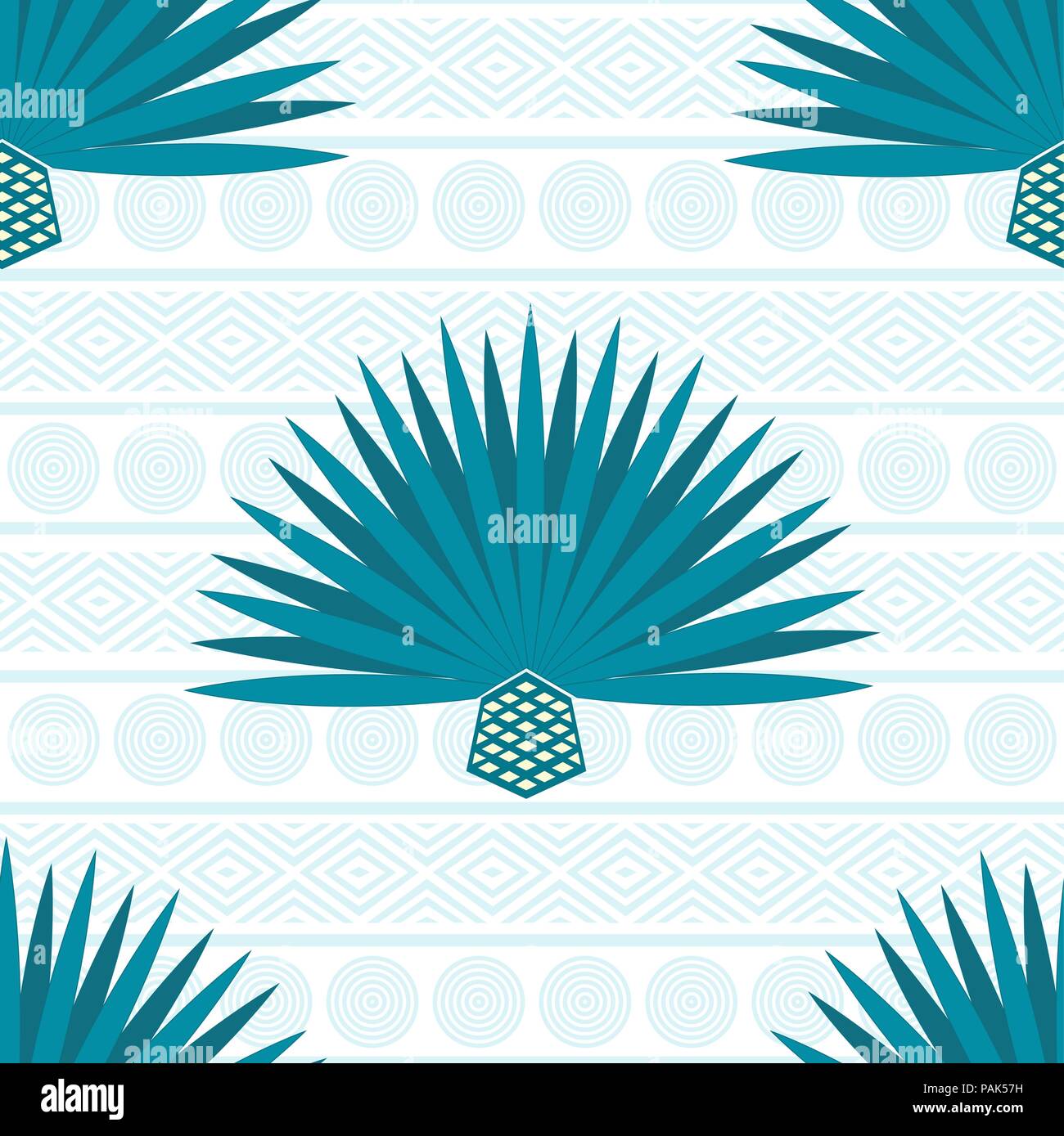 Abstract vector Hintergrund mit maguey. Nahtlose Muster mit blauen Agave Cactus Stock Vektor
