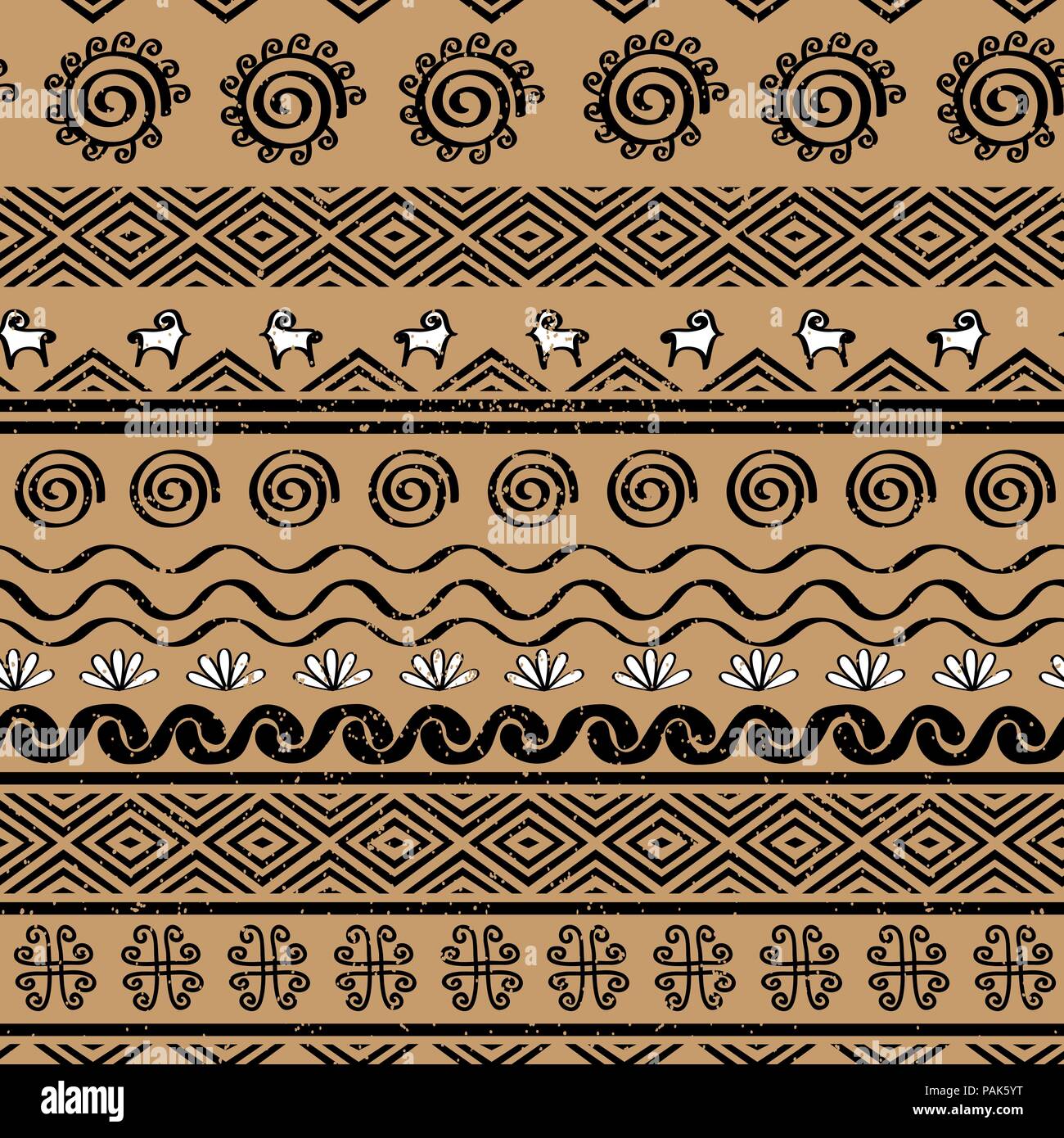 Nahtlose Muster mit Tribal cucuteni Symbole Stock Vektor