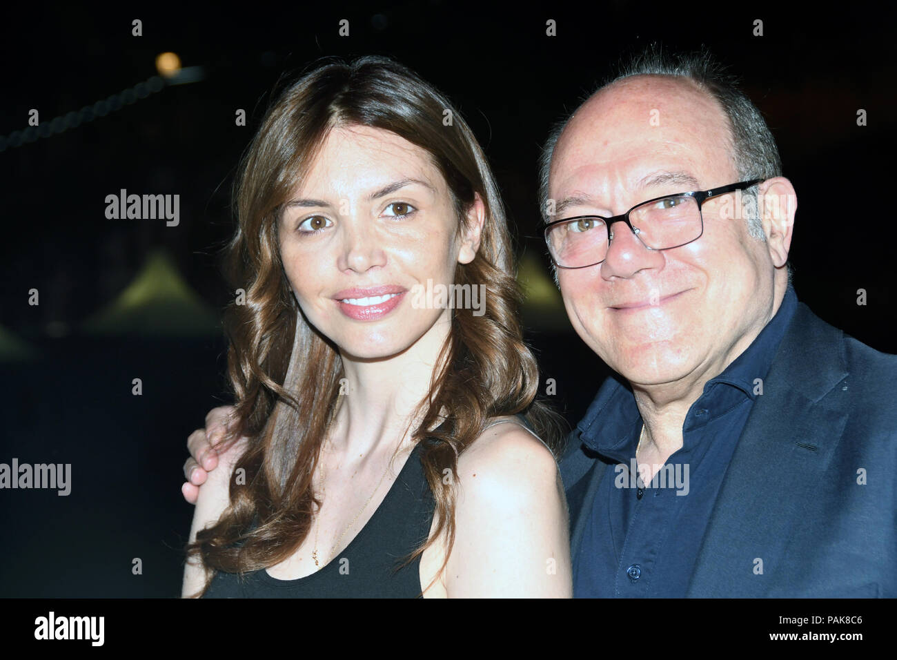 Rom, Italien, 22. Juli 2018 - Isola Tiberina - Isola del Cinema' Award Bester Freund Isola del Cinema" zu Carlo Verdone Carlo Verdone und Ilenia Pastorelli Credit: Giuseppe Andidero/Alamy leben Nachrichten Stockfoto