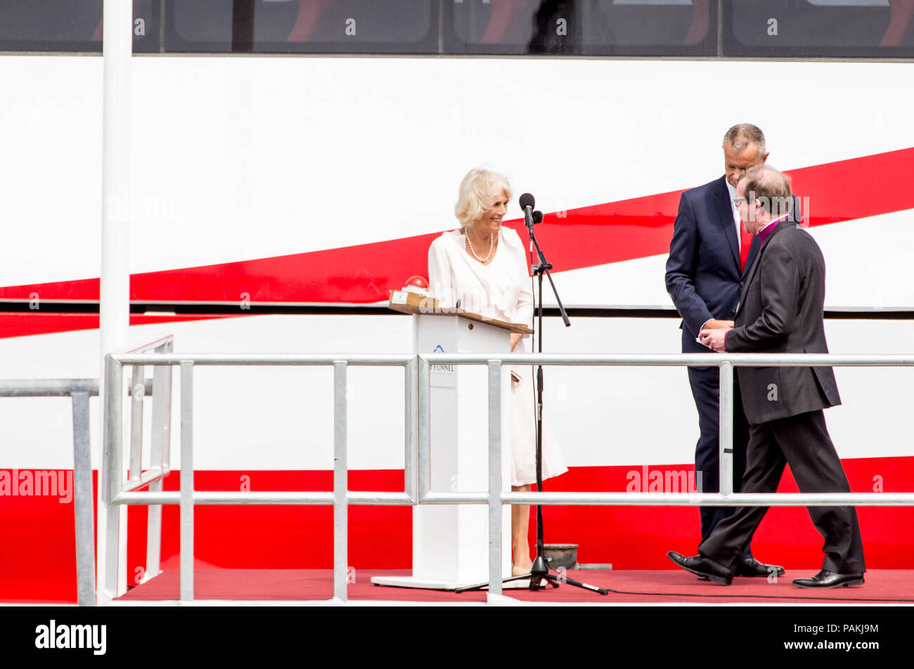 Camilla, Herzogin von Cornwall am Roten Jet 7 Taufzeremonie in Cowes, Isle of Wight Stockfoto