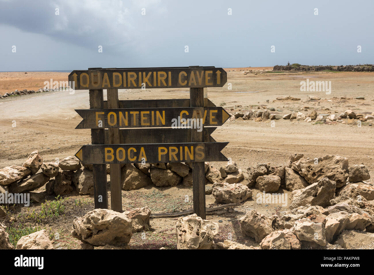 "Arikok" National Park Wegweiser, Aruba, Karibik Stockfoto
