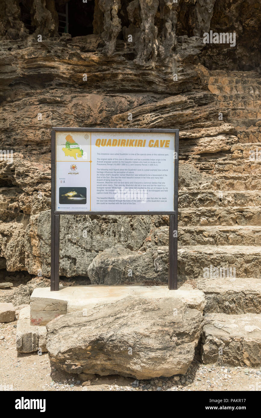 Die Quadiriki Höhlen sind in "Arikok" National Park, Aruba, Karibik Stockfoto