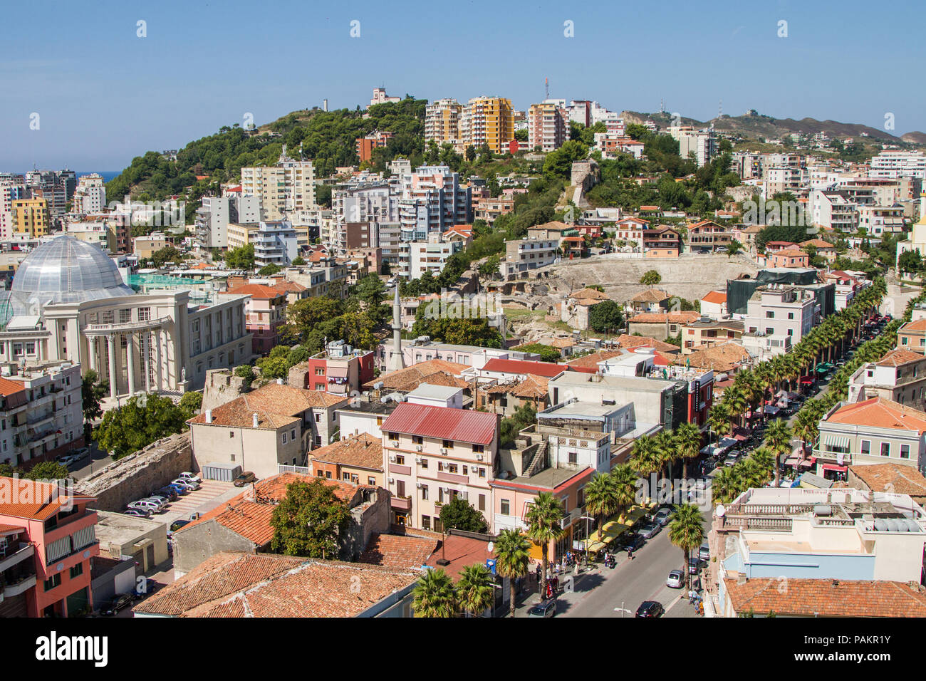Albanien Durres City, Blick auf die Stadt von oben Stockfoto