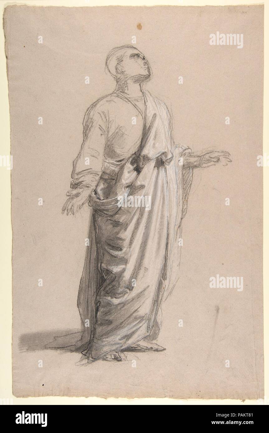 Saint Remi (untere Register; Studie für die Wandmalereien in der Kapelle Saint Remi, Sainte-Clotilde, Paris, 1858). Artist: Isidore Pils (Französisch, Paris 1813/15-1875 Douarnenez). Abmessungen: 18 3/16 x 11 5/8 in. (46,2 x 29,6 cm). Datum: 19. Museum: Metropolitan Museum of Art, New York, USA. Stockfoto