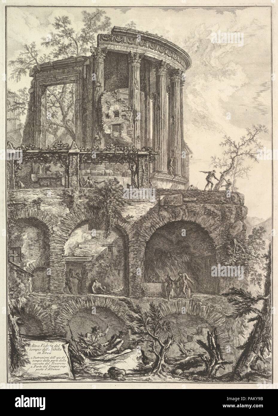 Altra V. del Tempio della Sibilla in Tivoli (Ein weiterer Blick auf den Tempel der Sibylle in Tivoli). Artist: Giovanni Battista Piranesi (Italienisch, Mogliano Veneto Rom 1720-1778). Serie/Portfolio: Vedute di Roma (Aussicht auf Rom). Datum: 18. Museum: Metropolitan Museum of Art, New York, USA. Stockfoto