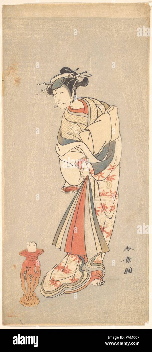 Der Schauspieler Ichikawa Danjuro V in die Rolle einer Frau. Artist: Shunsho Katsukawa (Japanisch, 1726-1792). Kultur: Japan. Abmessungen: 12 1/2 x 6 in. (31,8 x 15,2 cm). Datum: 1772. Museum: Metropolitan Museum of Art, New York, USA. Stockfoto