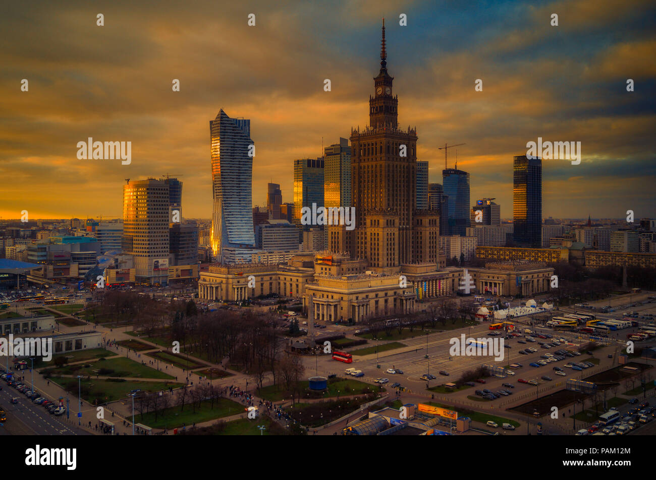 Sonnenuntergang in Warschau Stockfoto