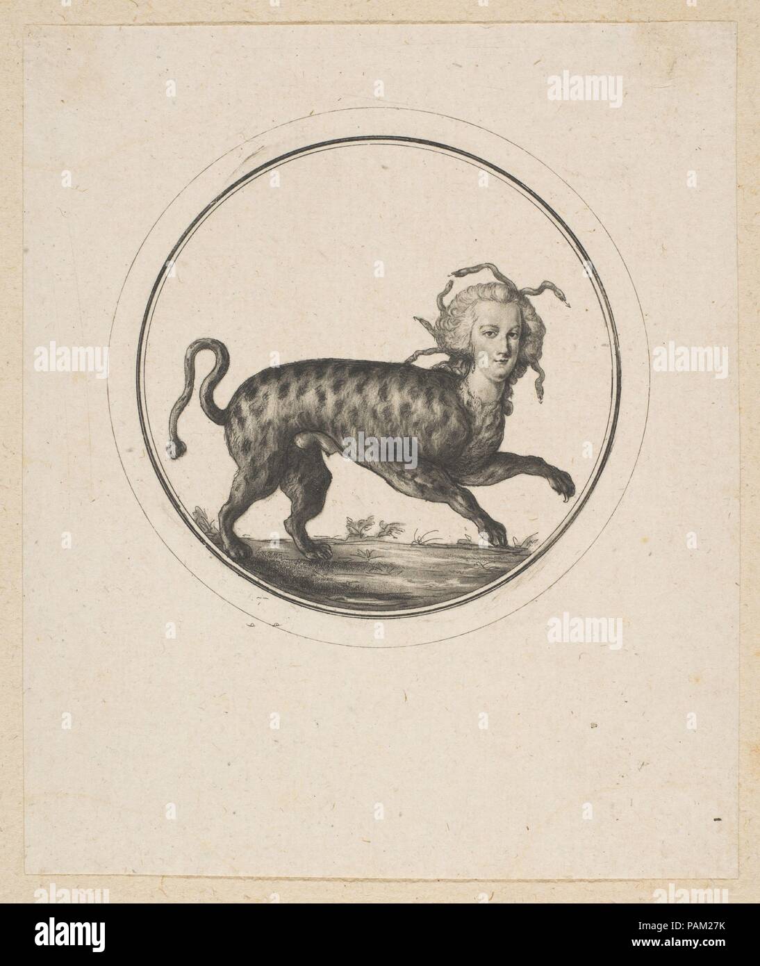 Karikatur zeigt Marie Antoinette als Leopard. Künstler: Anonym, Französisch, 18. Maße: Blatt: 4 5/8 x 3 7/8 in. (11,8 x 9,8 cm). Datum: 18. Museum: Metropolitan Museum of Art, New York, USA. Stockfoto